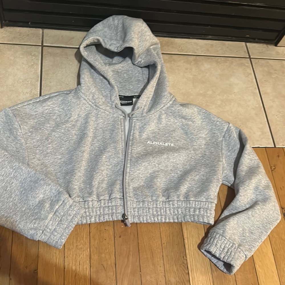 Alphalete Gray Cropped Hoodie